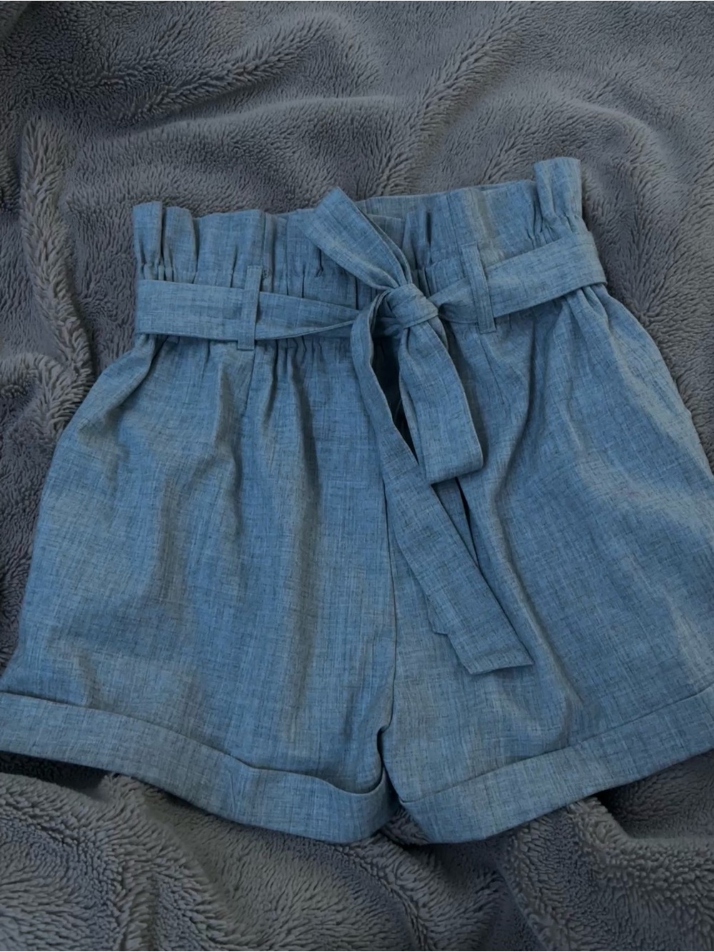 Streetwear Society High-Waist Paperbag Shorts - Light Blue